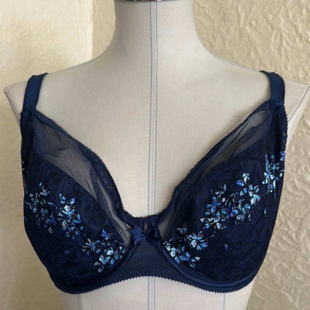 Chantelle Intuition Plunge Underwire Bra Blue 34H - Picture 8 of 8
